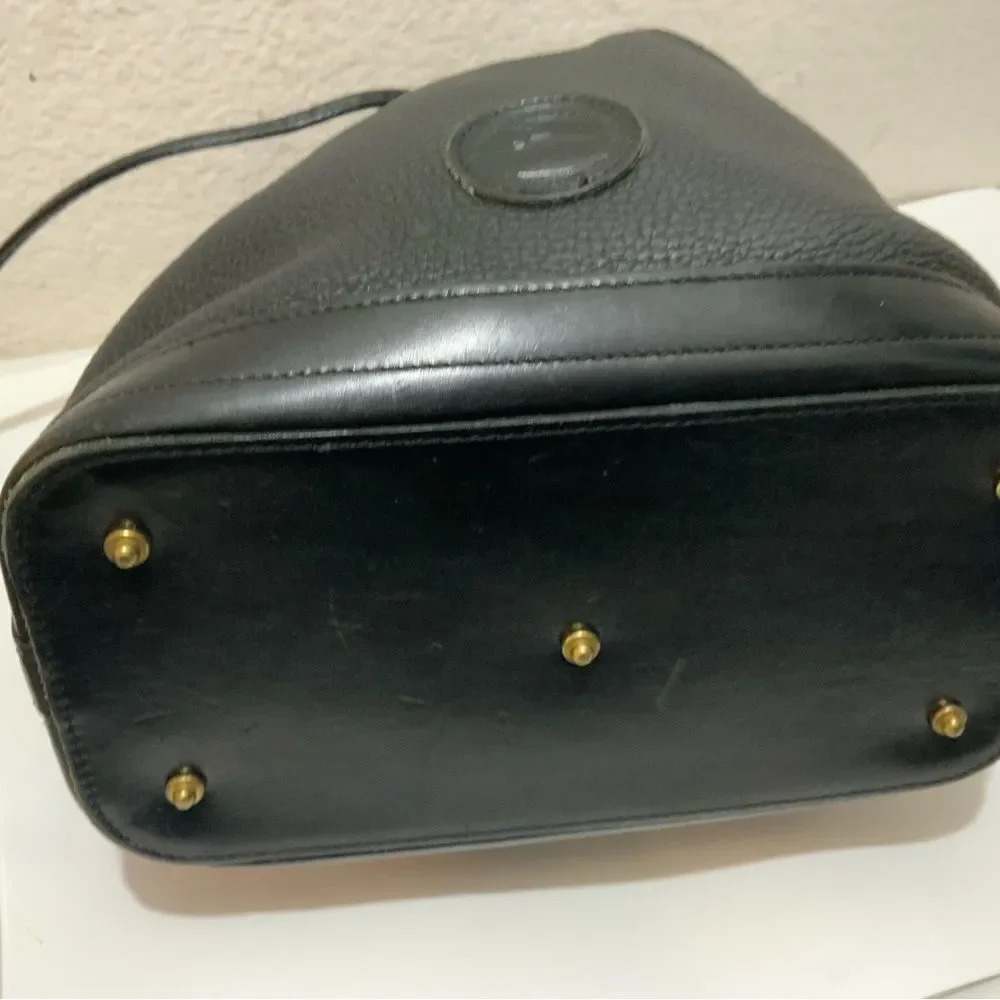 Vintage Dooney & Bourke AWL Pebbled Black Leather Drawstring Bucket Purse Bag